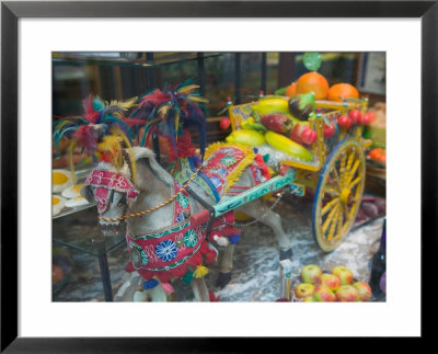 Miniature Sicilian Horsecart And Marzipan Candy, Corso Umberto 1, Taormina, Sicily, Italy by Walter Bibikow Pricing Limited Edition Print image