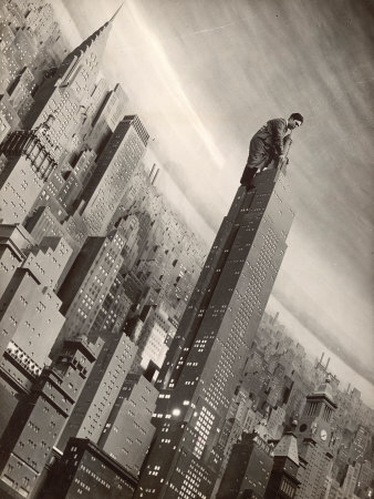 Man Working Atop 32 Foot High Replica Of Empire State Building, New York Diorama At World's Fair by Margaret Bourke-White Pricing Limited Edition Print image