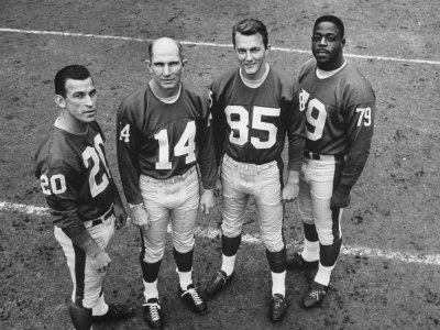 Ny Giants Jim Patton, Y.A. Tittle, Del Shofner, And Roosevelt Brown, Selected For Nfl All-Star Team by Grey Villet Pricing Limited Edition Print image