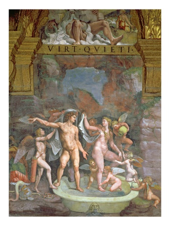 Mars And Venus Bathing, Aided By Cupid And Putti From The Sala Di Amore E Psiche, 1528 by Giulio Romano Pricing Limited Edition Print image