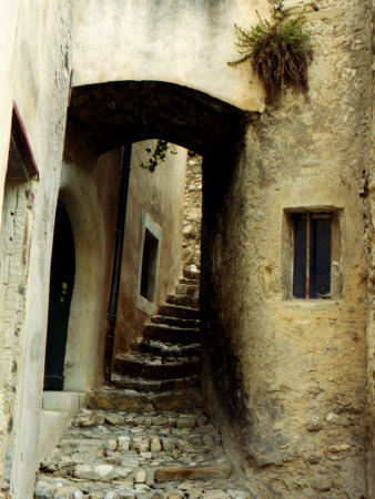 Narrow Alley In Old French Town Crest, France by Images Monsoon Pricing Limited Edition Print image