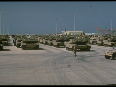 Us Army Abrams Tanks Upon Port Arrival, Joining In Desert Shield Gulf Crisis Operation by Gil High Pricing Limited Edition Print image