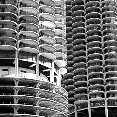 Midsection View Of Marina City Towers, Chicago by Stephanie Fysh Pricing Limited Edition Print image