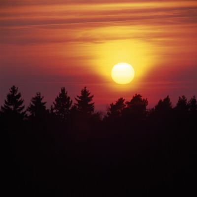 Silhouette Of Trees At Sunset by Ove Eriksson Pricing Limited Edition Print image