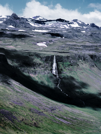 Waterfall On A Mountain, Snaefellsnes, Iceland by Atli Mar Pricing Limited Edition Print image