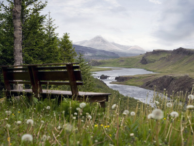 A Bench By The Fishing River Nordura In North Iceland by Gunnar Svanberg Skulasson Pricing Limited Edition Print image