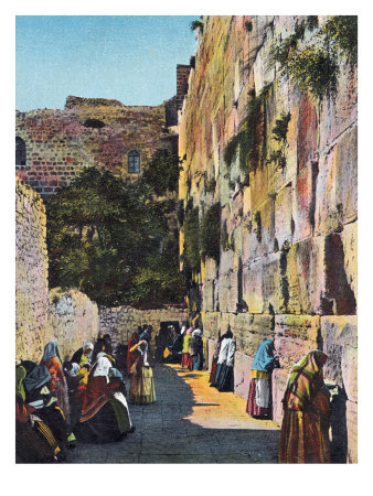 The Wailing Wall In The Old City Of Jerusalem, Religious Jewish Women Praying By The Wall by William Hole Pricing Limited Edition Print image