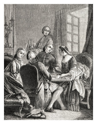 Daily Life In French History: The Aristocracy Playing A Game Of Comet Around A Cards Table by William Hole Pricing Limited Edition Print image