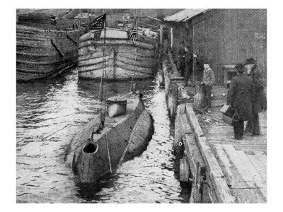 The First Submarine, The 'Holland' Lying At Her Dock At Perth Amboy In New Jersey, Usa by Byam Shaw Pricing Limited Edition Print image