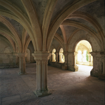 Fontenay Abbey - Chapter House Or Council Room, Burgundy France Interior Showng, Vaulted Ceiling by Joe Cornish Pricing Limited Edition Print image
