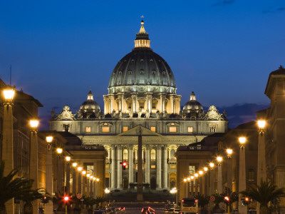 St Peter's Basilica At Dusk, Vatican City, Rome, Italy by David Clapp Pricing Limited Edition Print image