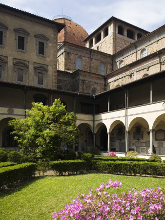 San Lorenzo, Florence, Italy - Cloisters, Architect: Filippo Brunelleschi by David Clapp Pricing Limited Edition Print image