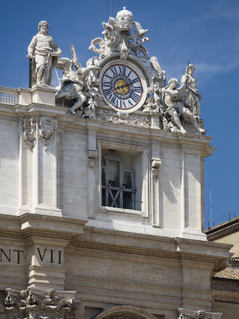 Clock And Bell Tower At St Peter's Basilica, Vatican City, Rome, Italy by David Clapp Pricing Limited Edition Print image
