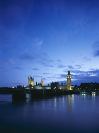 Big Ben And Houses Of Parliament Viewed Across Westminster Bridge At Dusk by Joe Cornish Pricing Limited Edition Print image