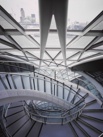 City Hall Gla, London, Spiral Staircase View To Window, Architect: Sir Norman Foster And Partners by Peter Durant Pricing Limited Edition Print image