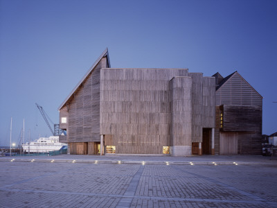National Maritime Museum Cornwall, Falmouth, West Facade, Dusk, Long And Kentish Architects by Peter Durant Pricing Limited Edition Print image