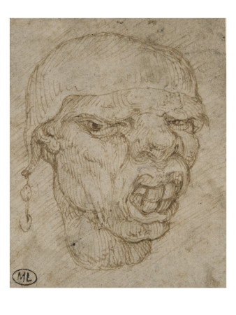 Tete D'homme Grimacant, Une Calotte Sur La Tete by Leonard De Vinci Pricing Limited Edition Print image