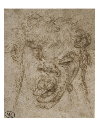 Tete De Satyre Avec Sur Le Crane Deux Petites Cornes De Belier by Leonard De Vinci Pricing Limited Edition Print image