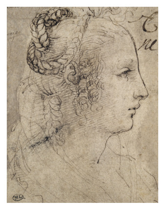 Tête De Femme De Profil, Les Cheveux Nattés by Léonard De Vinci Pricing Limited Edition Print image