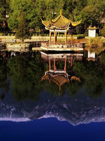 Cangshan Mountains And Park Pavilion, Dali, Yunnan, China by Charles Crust Pricing Limited Edition Print image