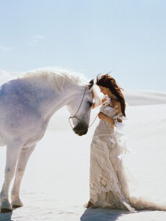 Young Woman With Horse by Alfred Saerchinger Pricing Limited Edition Print image