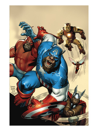Marvel Apes #0 Cover: Captain America, Giant Man, Iron Man And Thor by Arthur Adams Pricing Limited Edition Print image