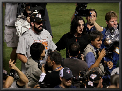 Texas Rangers V. San Francisco Giants, Game 5:  Brian Wilson, Tim Lincecum by Stephen Dunn Pricing Limited Edition Print image