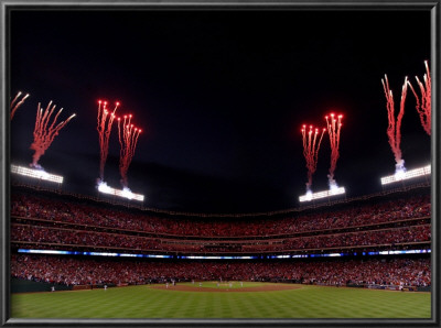 Texas Rangers V. San Francisco Giants, Game 5:  Fireworks Explode Over Rangers Ballpark by Christian Petersen Pricing Limited Edition Print image
