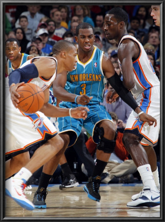 New Orleans Hornets V Oklahoma City Thunder: Chris Paul And Russell Westbrook by Layne Murdoch Pricing Limited Edition Print image