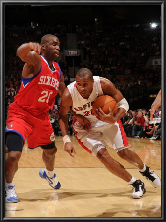 Philadelphia 76Ers V Toronto Raptors: Leandro Barbosa And Jodie Meeks by Ron Turenne Pricing Limited Edition Print image