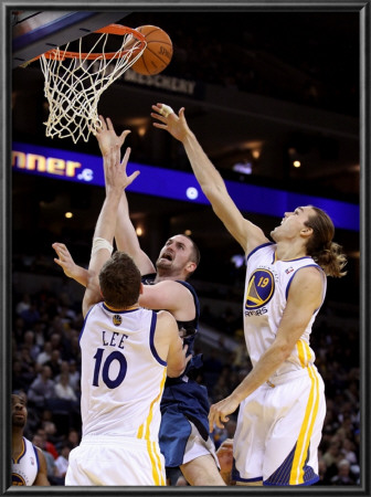 Minnesota Timberwolves V Golden State Warriors: Kevin Love, David Lee And Lou Amundson by Ezra Shaw Pricing Limited Edition Print image