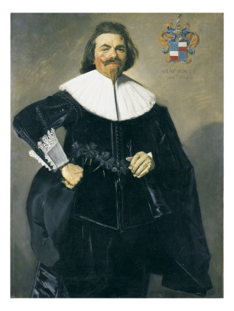Portrait Of Tieleman Roosterman, Three-Quarter Length, In A Black Doublet And Breeches by Frans Hals Pricing Limited Edition Print image