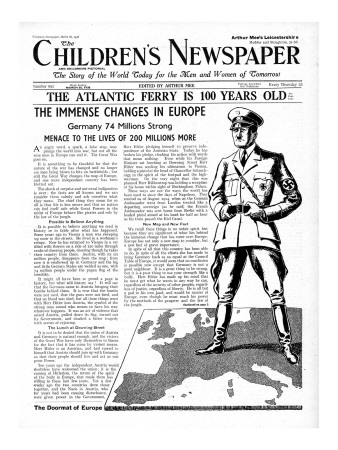 The Immense Changes In Europe, Front Page Of 'The Children's Newspaper', March 1938 by English School Pricing Limited Edition Print image