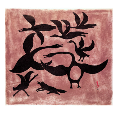 Keneyuek Geese And Fox, From Cape Dorset by Inuit School Pricing Limited Edition Print image