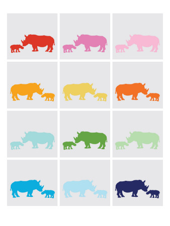 Rainbow Grey Rhinos by Avalisa Pricing Limited Edition Print image