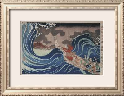 Nichiren Calms A Storm In Kakuda by Utagawa Kuniyoshi Pricing Limited Edition Print image
