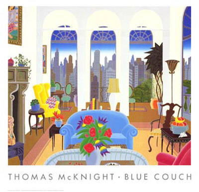 Blue Couch by Thomas Mcknight Pricing Limited Edition Print image