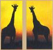 Two Giraffe Silouttes by Bruce W Krucke Limited Edition Print