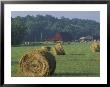 Hay Bales And Red Barn, Greenup, Kentucky, Usa by Adam Jones Limited Edition Print