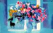 Bouquet Fond Bleu by Paul Guiramand Limited Edition Print