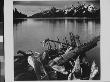 Landscape With Snow Covered Mountains, Lake And Driftwood, At Grand Canyon National Park by Ansel Adams Limited Edition Print