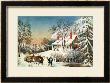 Bringing Home The Logs, Winter Landscape by Currier & Ives Limited Edition Print