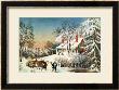 Bringing Home The Logs, Winter Landscape by Currier & Ives Limited Edition Pricing Art Print