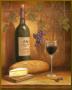 Wine Bottle And Cheese - Gold Trim by John Zaccheo Limited Edition Print