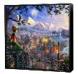 Pinocchio Wishes Upon A Star -  Framed Fine Art Print On Canvas - Black Frame by Thomas Kinkade Limited Edition Print