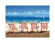 Four Red Deckchairs by Margaret Heath Limited Edition Print