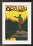 Sequoia Nat'l Park - Fisherman Casting - Lp Poster, C.2009 by Lantern Press Limited Edition Print
