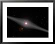 View Of A Hypothetical Terrestrial Planet And Moon Orbiting The Red Dwarf Star Au Microscopii by Stocktrek Images Limited Edition Print