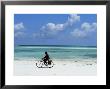 A Man Riding His Bicycle Of Kiwengwa Beach, Island Of Zanzibar, Tanzania, East Africa, Africa by Yadid Levy Limited Edition Print