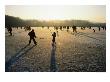Ice Hockey On Frozen Katzensee Lake, Zurich, Switzerland by Martin Moos Limited Edition Print